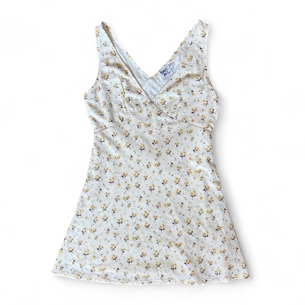 Princess Polly Yellow White Floral V Neck Tank Summer Sun Mini Dress